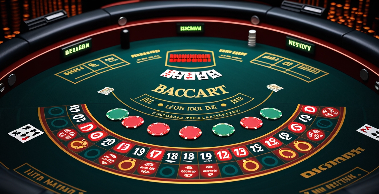 Bàn baccarat online với dealer trực tiếp tại FIVE88 — dark navy và electric red