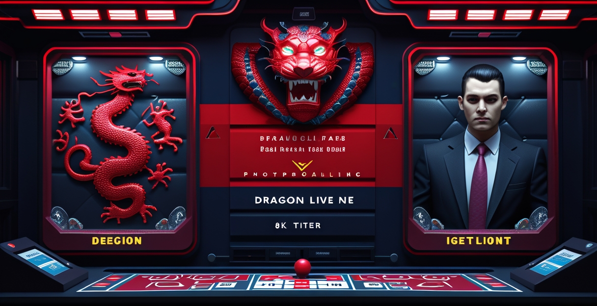 Bàn Dragon Tiger với lá bài Dragon và Tiger — FIVE88 dark navy electric red