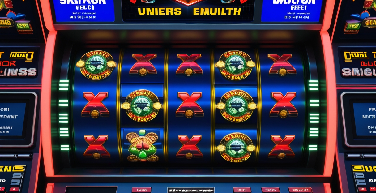 Biểu tượng scatter kích hoạt free spin trên màn hình slot với hiệu ứng ánh sáng đỏ và xanh đậm rực rỡ