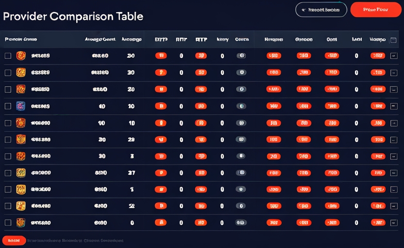Bảng so sánh chi tiết provider slot RTP trung bình số lượng game tính năng đặc trưng 2026