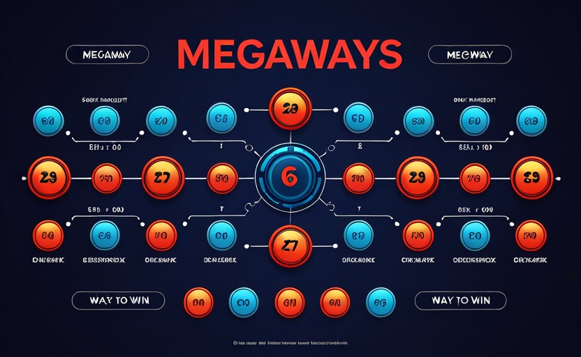 Sơ đồ cơ chế Megaways 6 reel thay đổi chiều cao từ 2-7 symbol tính toán số ways to win tối đa
